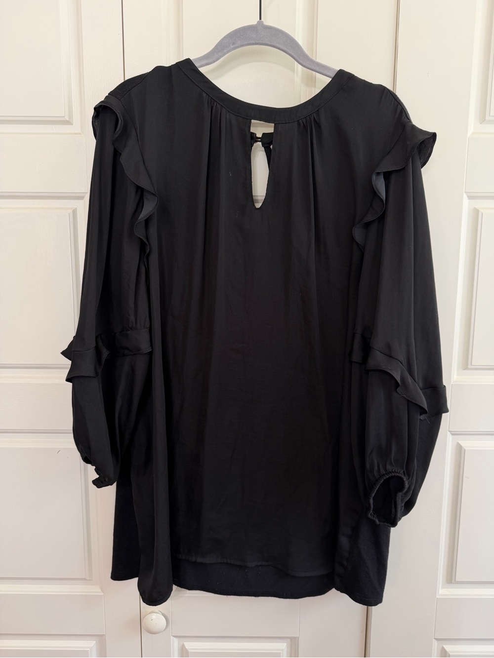 Anthropologie Black Ruffle-Sleeve Tunic